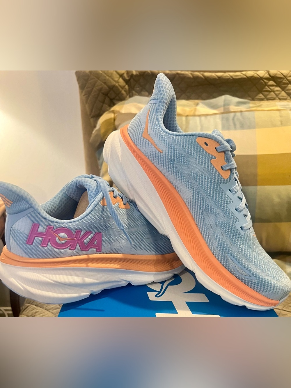 Hoka One One Women's Sky Blue & Peach Athletic Running Shoes